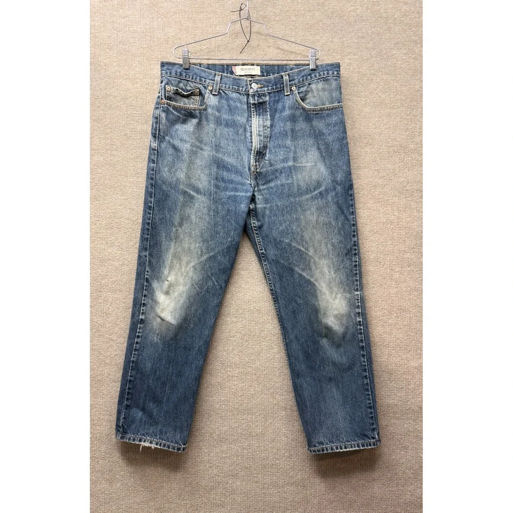 Levis 505 Jeans Mens 40x30 Blue Vintage Fade Distressed Regular‎ Fit